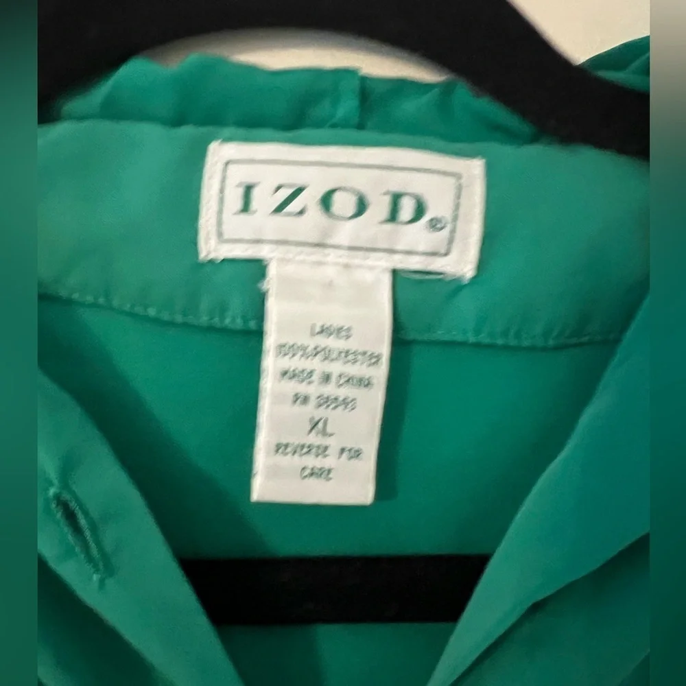 IZOD green hooded pullover anorak jacket size XL (Q107)